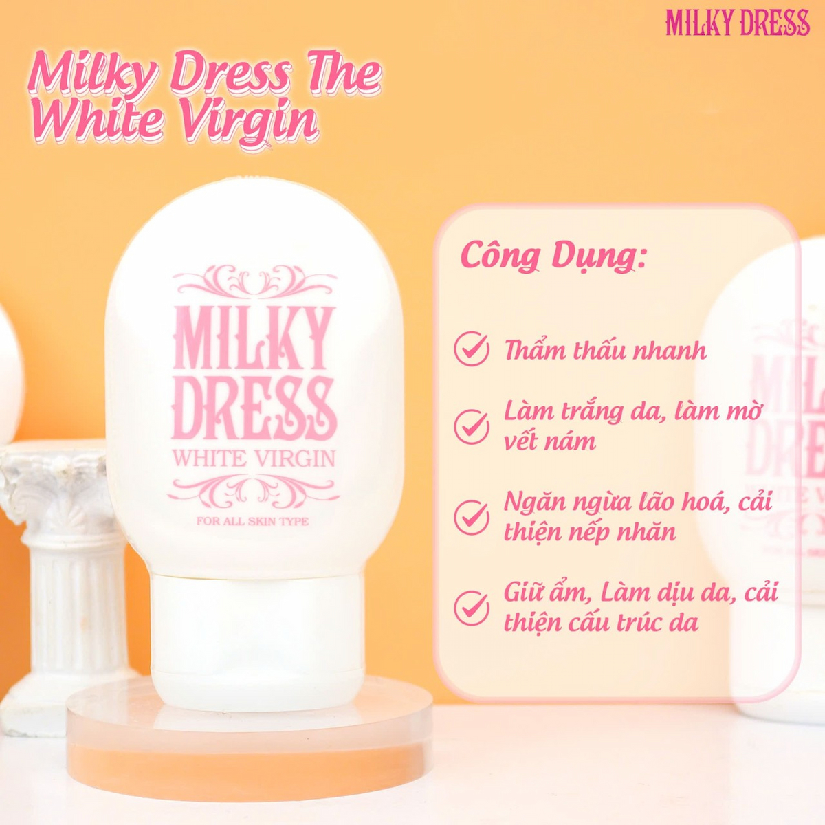 Tinh Chất Dưỡng Trắng Và Chống Lão Hóa Milky Dress The White Virgin 65g