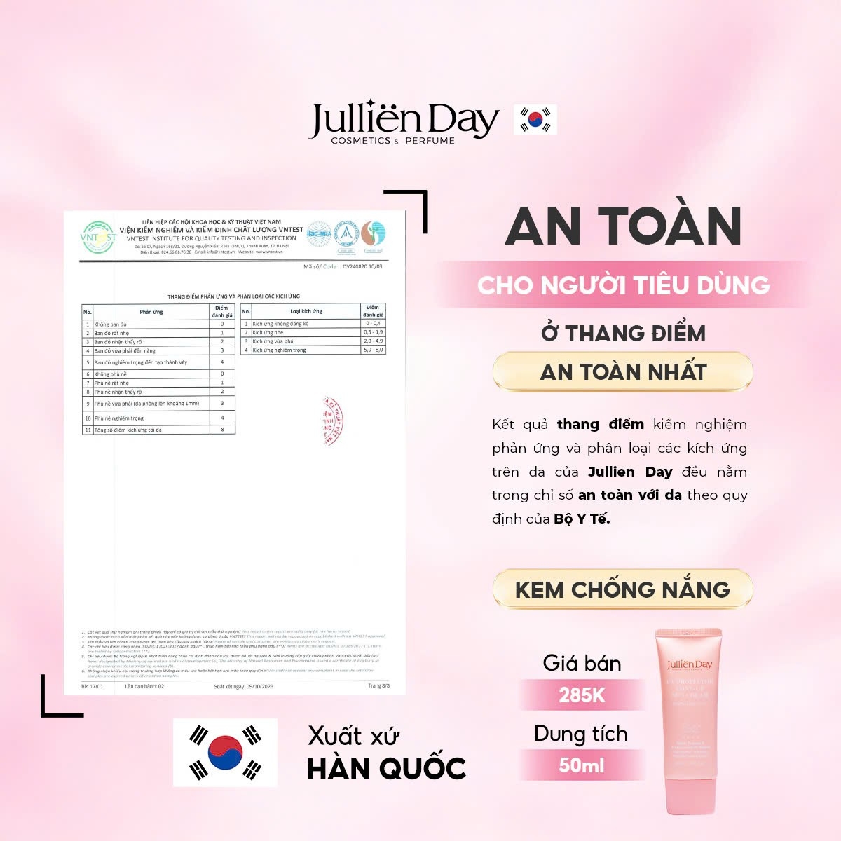 Giảm ngay 32% khi mua kem chống nắng đa năng dưỡng trắng nâng tông Jullien Day (50ml)