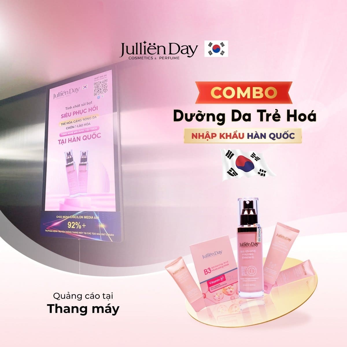 Bộ 5 sản phẩm Jullien Day chăm sóc da toàn diện, dưỡng trắng phục hồi chuẩn Hàn