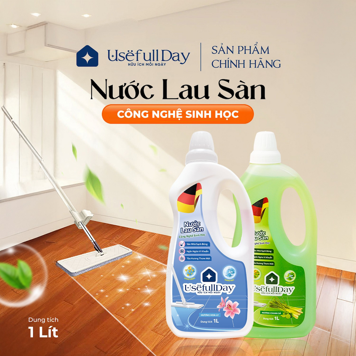 Nước lau sàn công nghệ sinh học hương chanh sả 1 lít Usefull Day