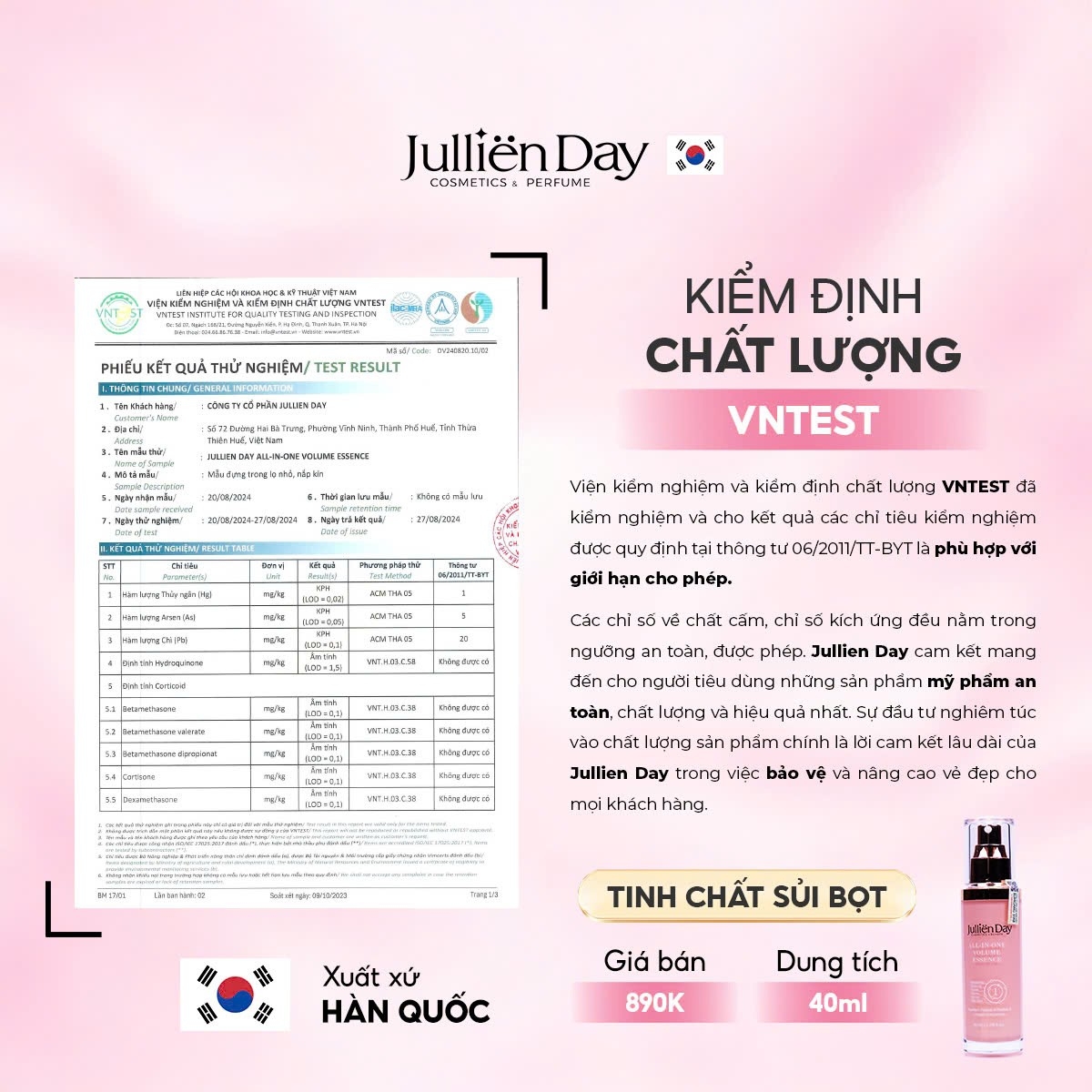 Tinh chất tạo bọt siêu phục hồi căng bóng da Jullien Day 6 trong 1 (40ml)