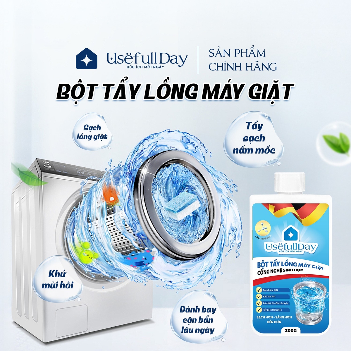Bột tẩy lồng máy giặt công nghệ sinh học Usefull Day 300g