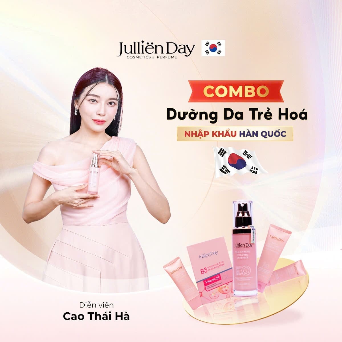 Bộ 5 sản phẩm Jullien Day chăm sóc da toàn diện, dưỡng trắng phục hồi chuẩn Hàn