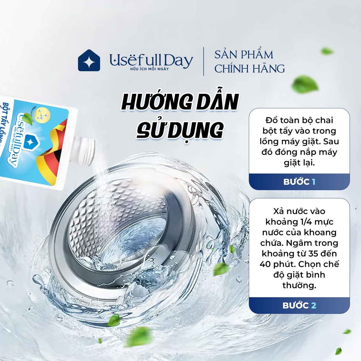 Bột tẩy lồng máy giặt công nghệ sinh học Usefull Day 300g