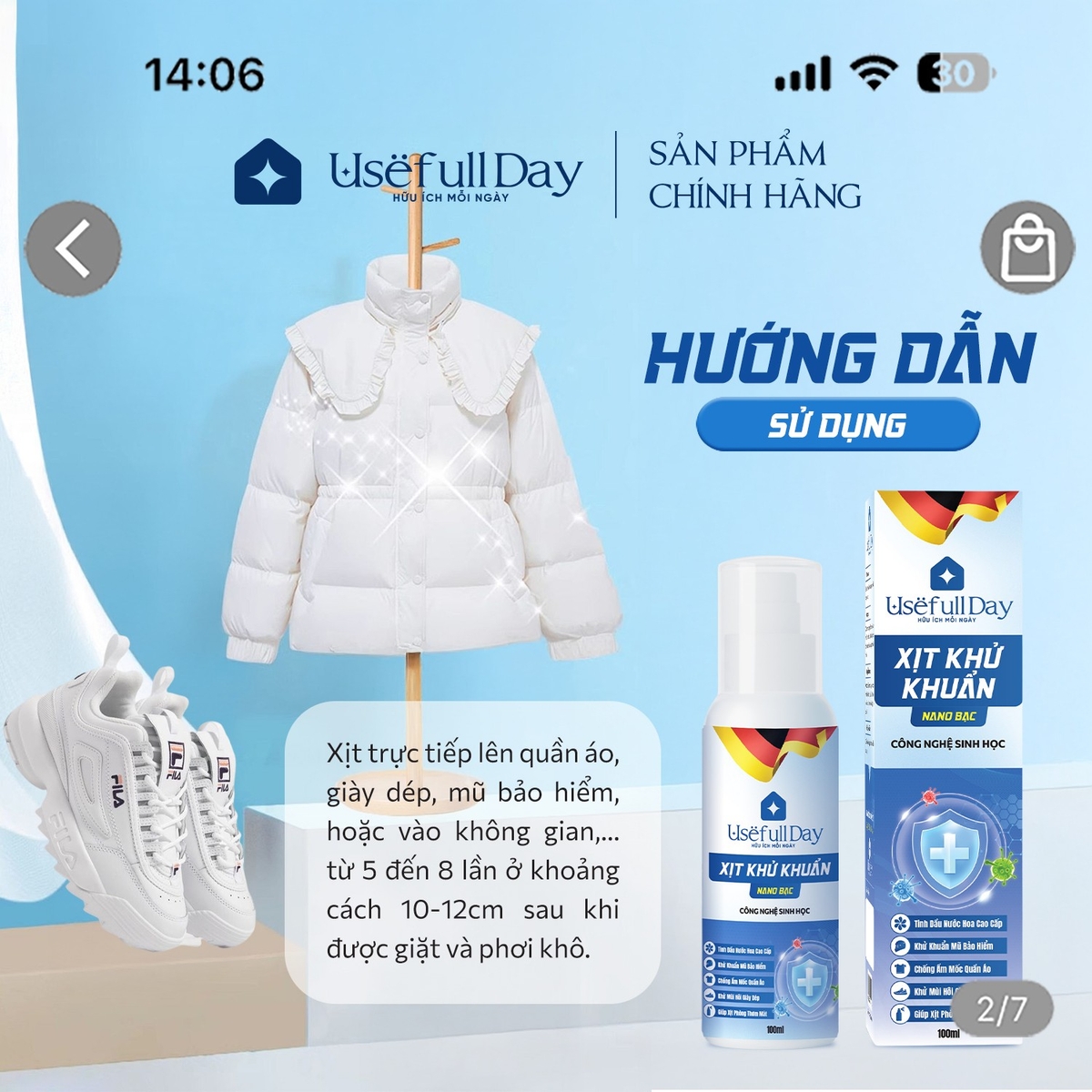 Xịt khử khuẩn công nghệ sinh học Nano Bạc Usefull Day 100ml
