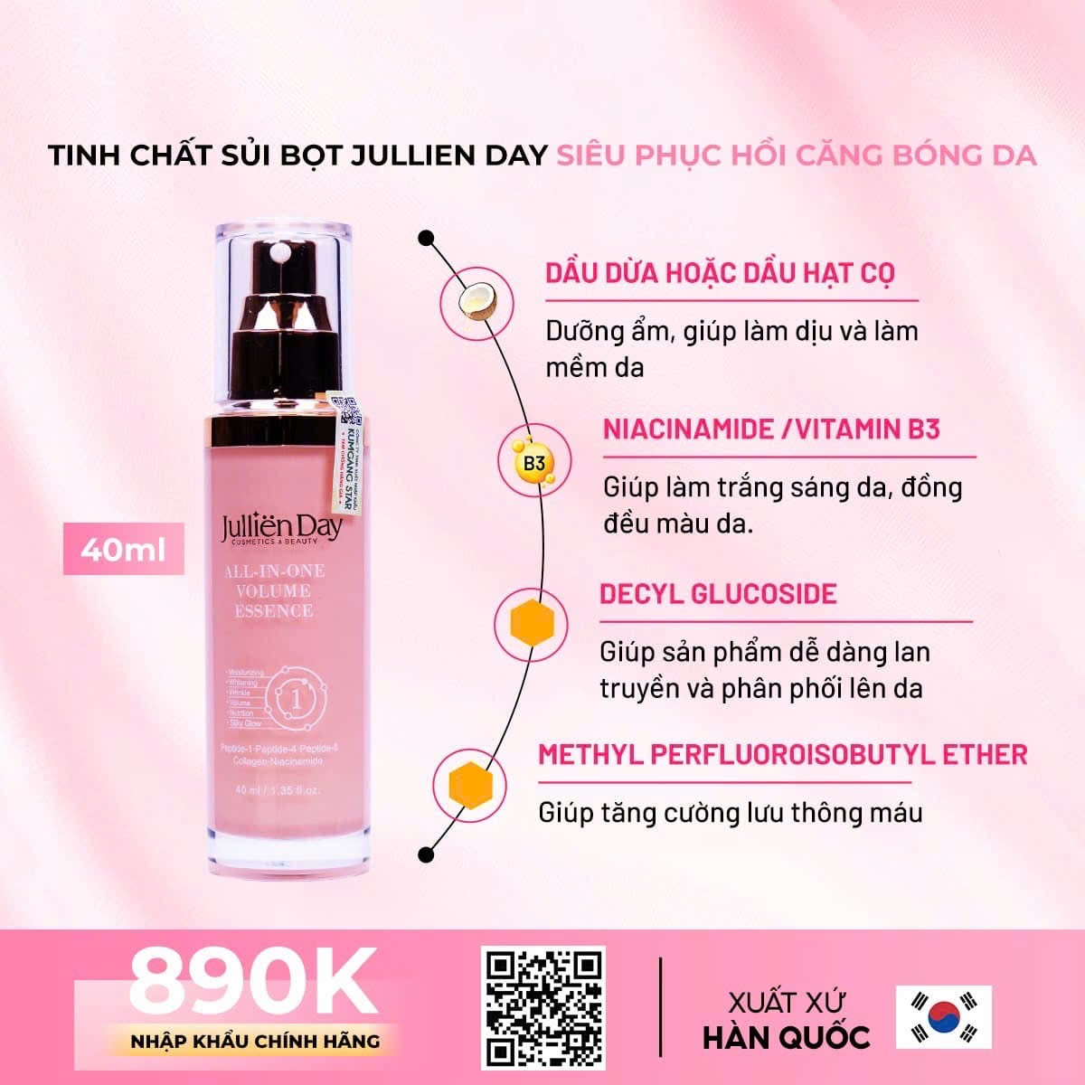 Flash sale mua 1 tặng 1: Tặng tinh chất trắng răng Jullien Day (10 ml) khi mua Tinh chất tạo bọt siêu phục hồi căng bóng da Jullien Day