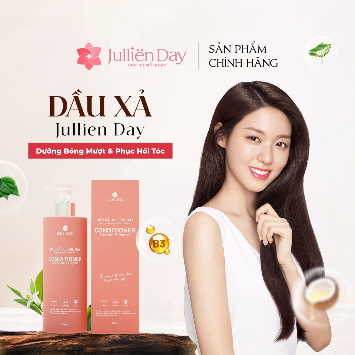 Dầu xả dưỡng bóng mượt và phục hồi tóc Jullien Day Conditioner smooth & Repair 500ml