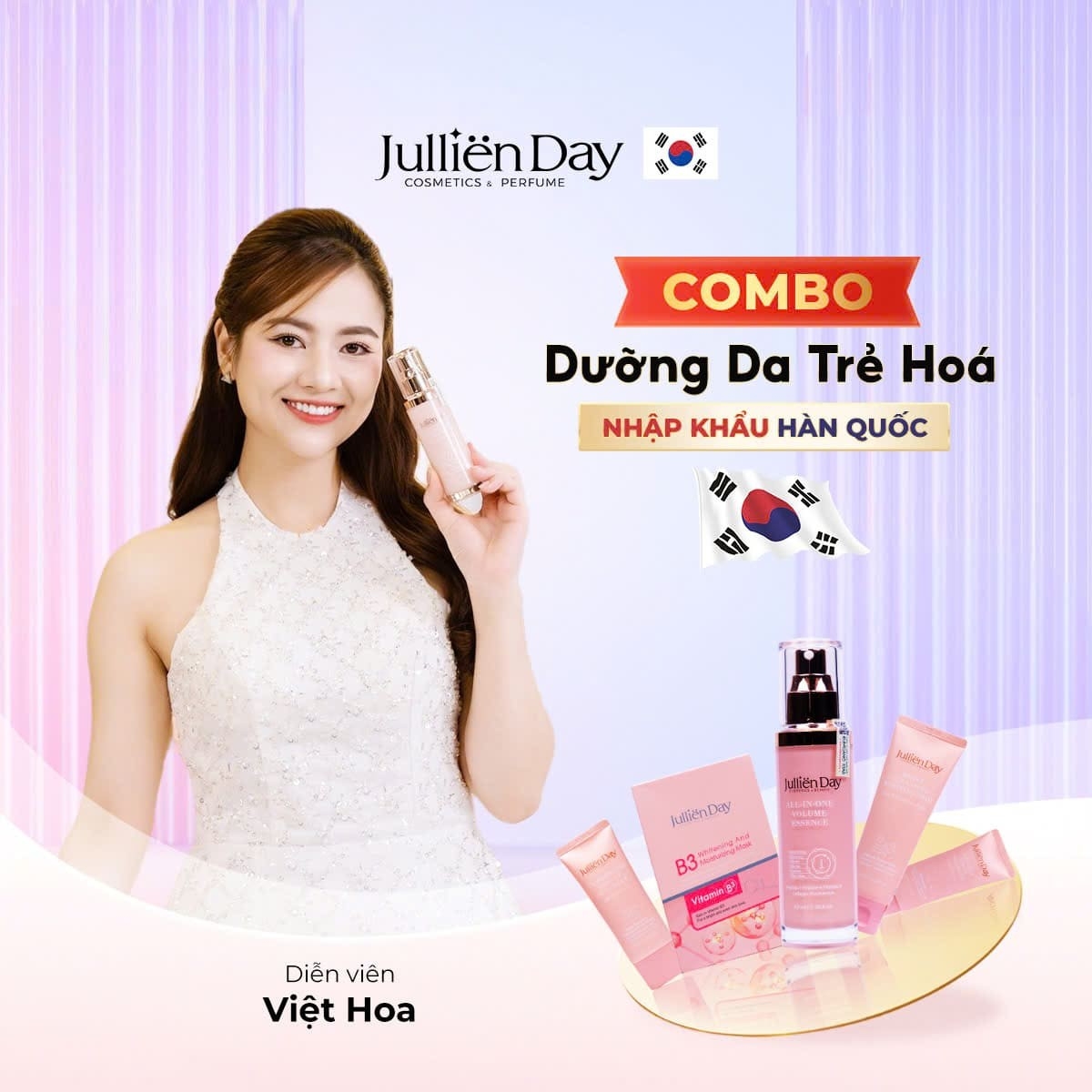 Bộ 5 sản phẩm Jullien Day chăm sóc da toàn diện, dưỡng trắng phục hồi chuẩn Hàn