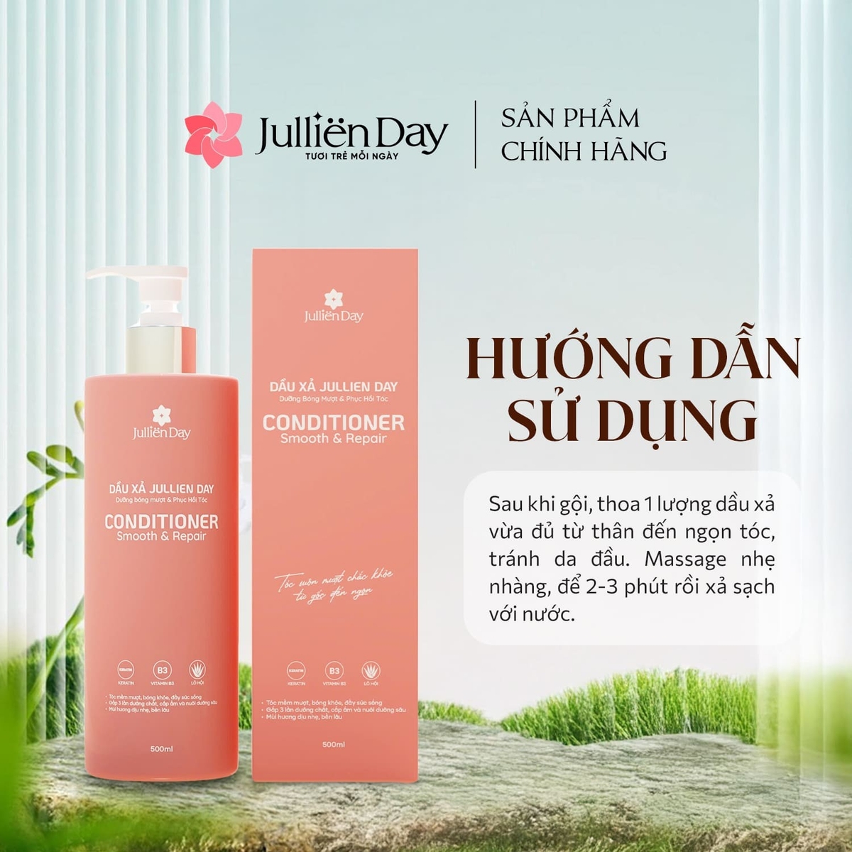 Dầu xả dưỡng bóng mượt và phục hồi tóc Jullien Day Conditioner smooth & Repair 500ml