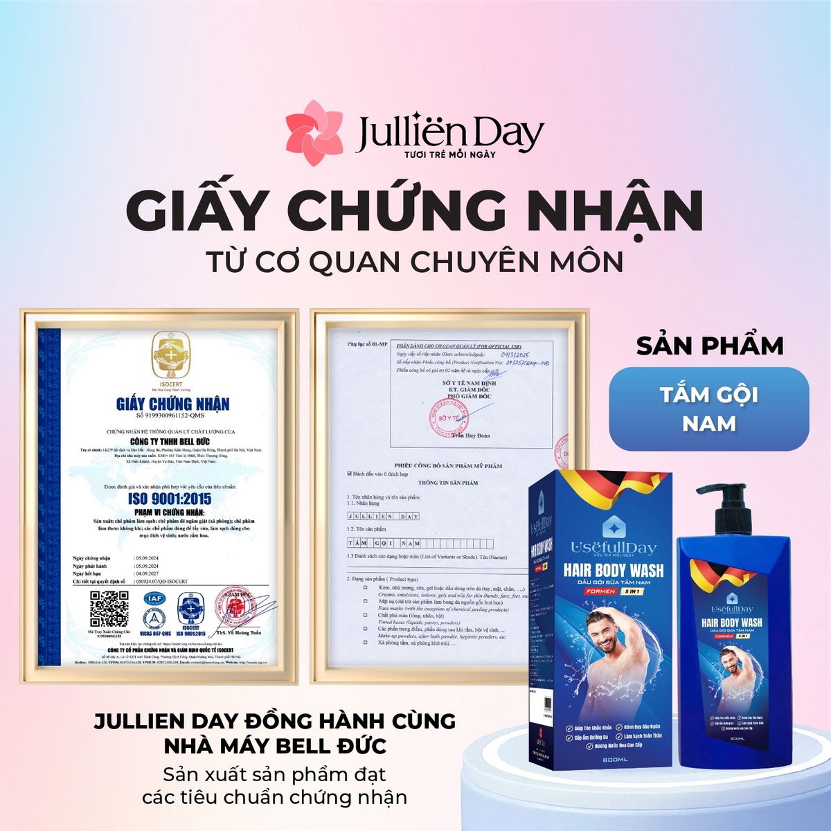 Dầu gội sữa tắm nam 5in1 hương nước hoa Usefull Day (800ml)
