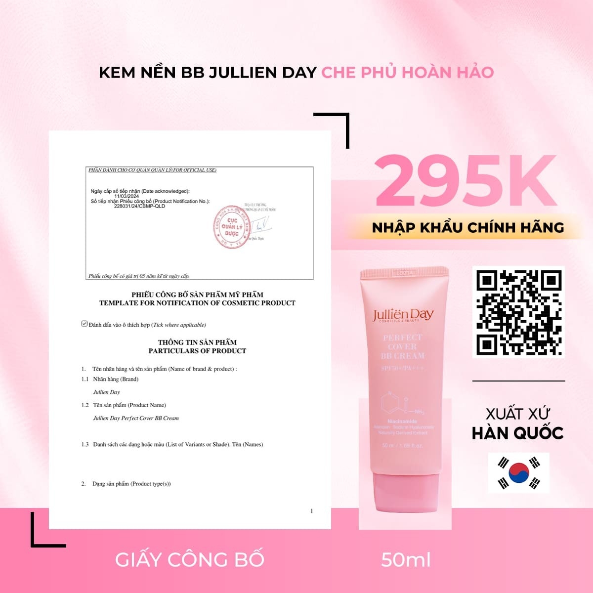 Kem nền BB che phủ hoàn hảo Jullien Day 50ml