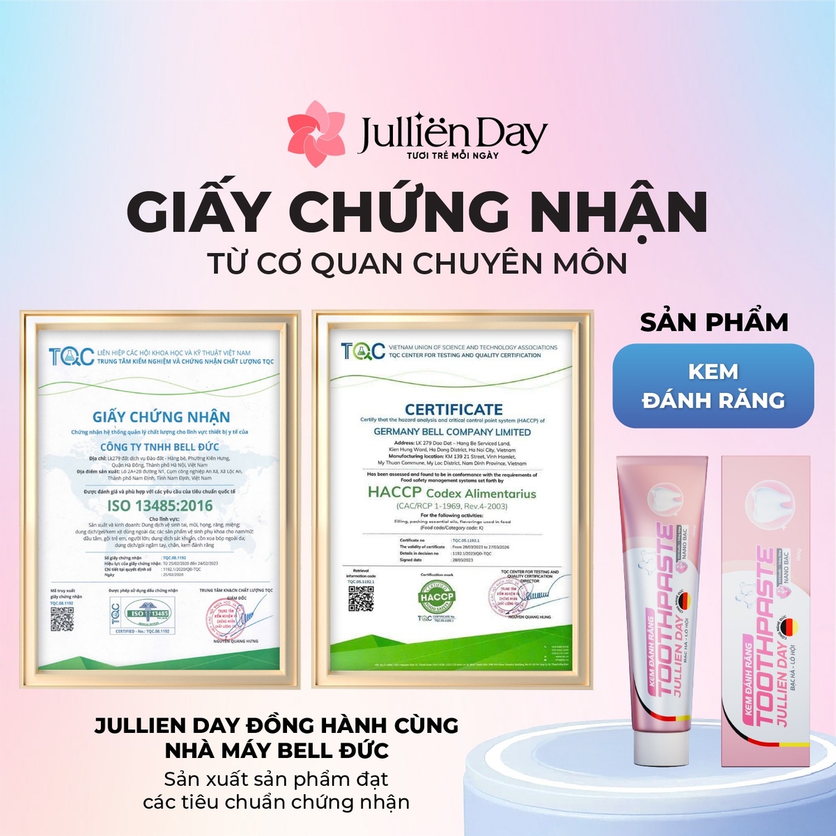 Kem đánh răng cao cấp nano bạc Jullien Day 150g