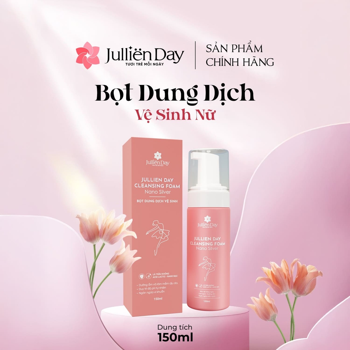 Dung Dịch Vệ Sinh Phụ Nữ Dạng Bọt - Jullien Day Cleansing Foam 150ml
