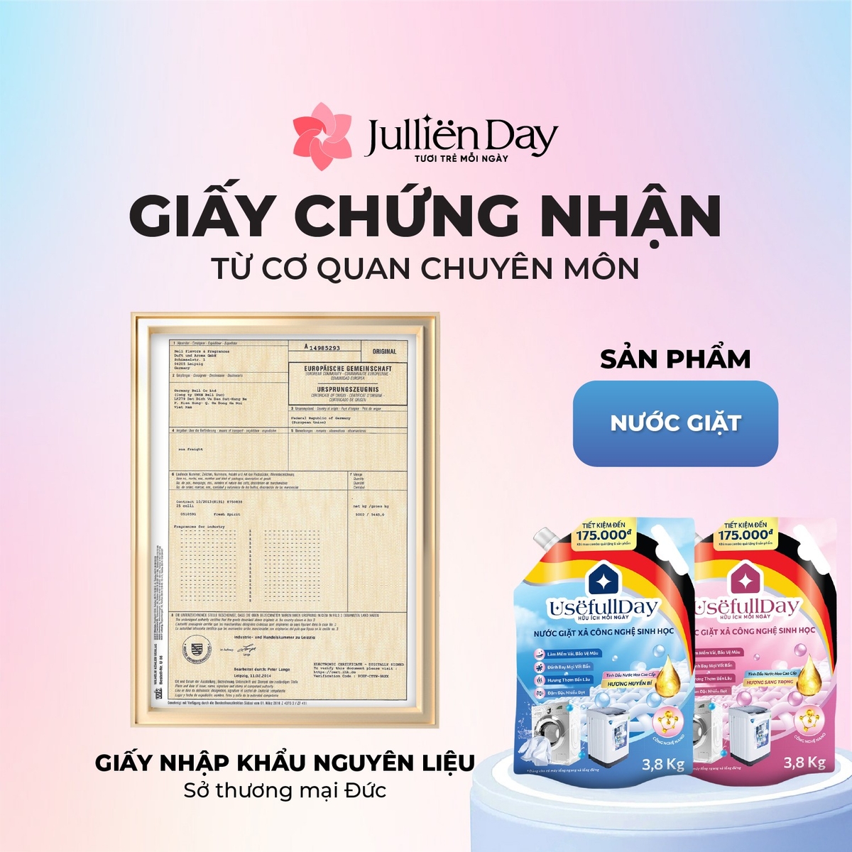 Nước giặt xả công nghệ sinh học Usefull Day hương sang trọng 3,8 kg