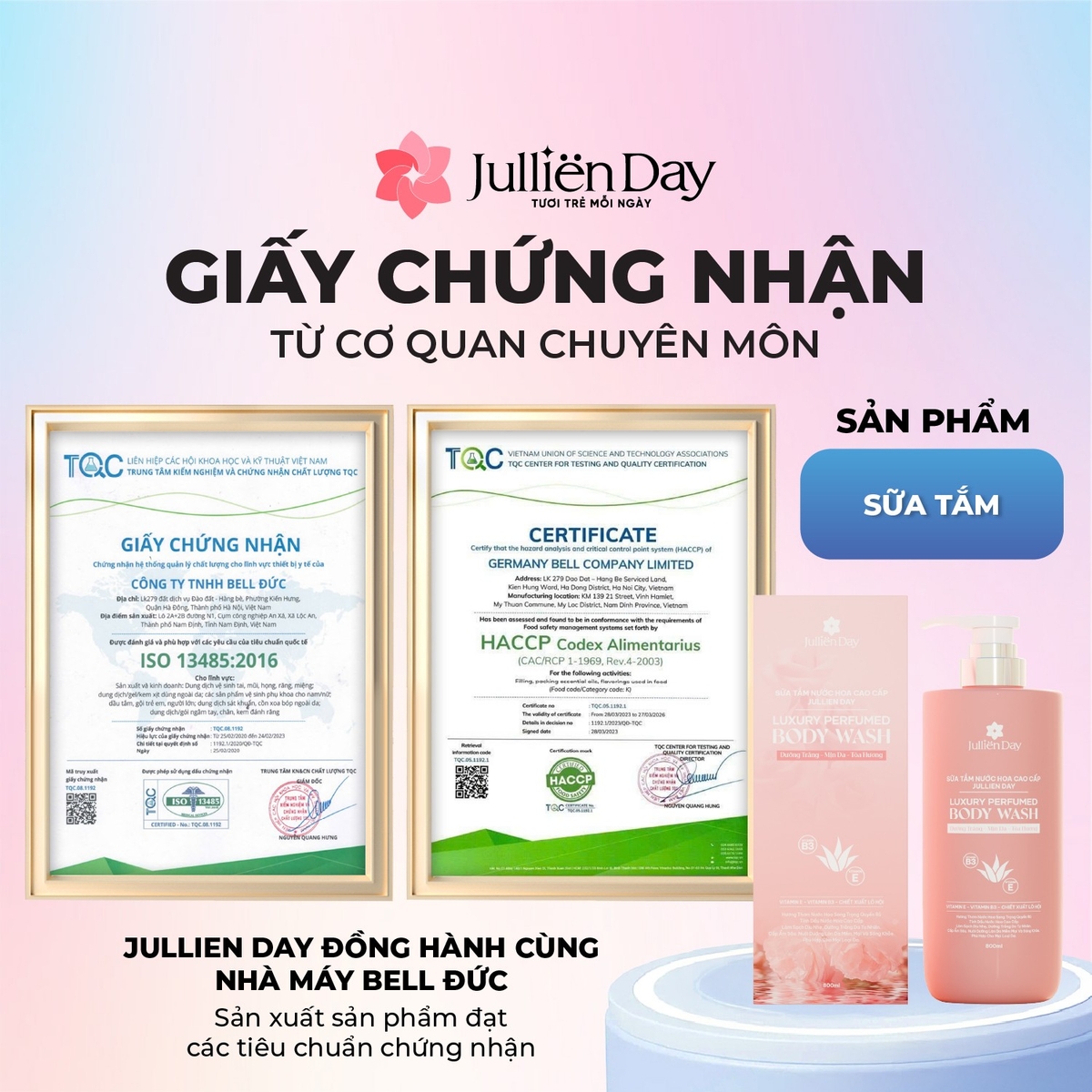 Sữa tắm nước hoa cao cấp Jullien Day 800ml