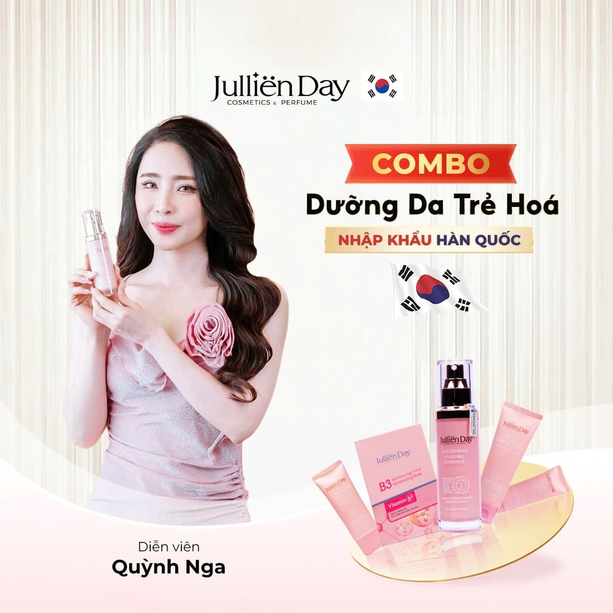 Bộ 5 sản phẩm Jullien Day chăm sóc da toàn diện, dưỡng trắng phục hồi chuẩn Hàn