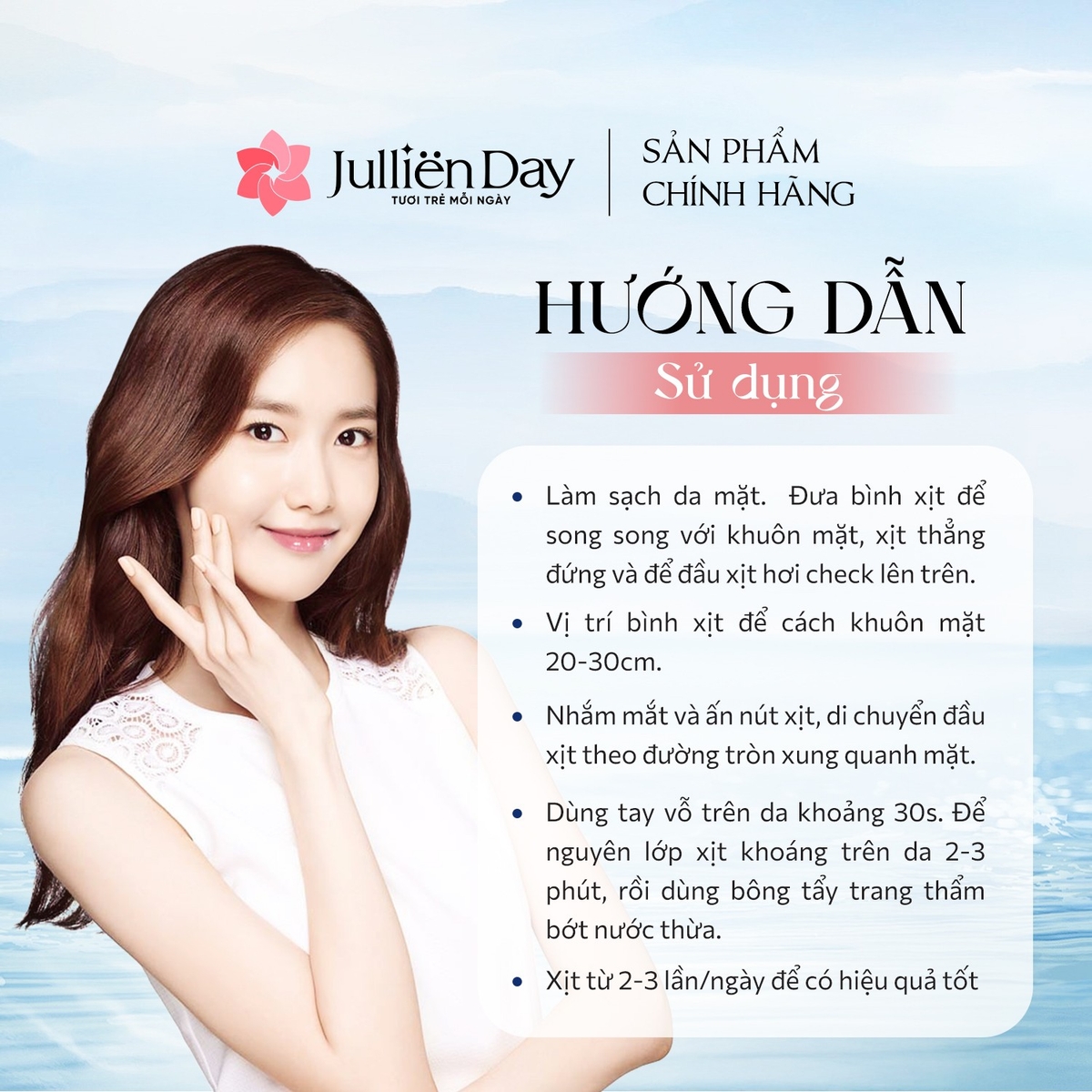 Xịt dưỡng tinh chất phục hồi căng bóng Vitamin B3, tảo nâu Jullien Day