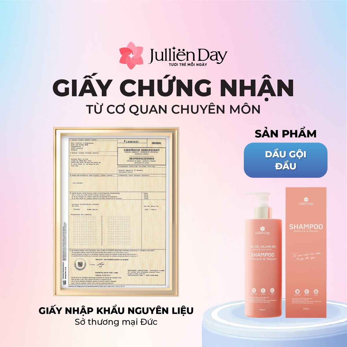 Dầu gội đầu dưỡng ẩm phục hồi tóc Jullien Day Shampoo Moisture & Repair 500ml