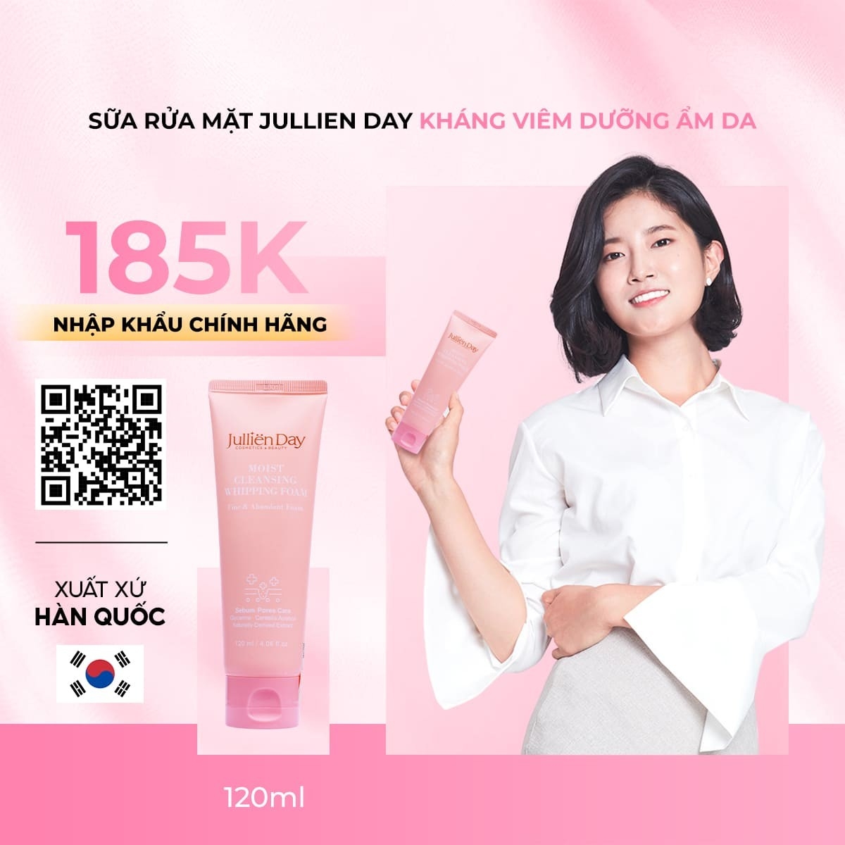 Sữa rửa mặt kháng viêm dưỡng ẩm da Jullien Day (120ml)