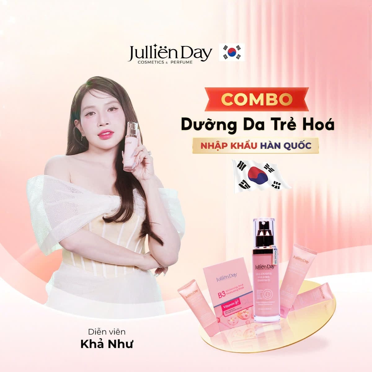 Bộ 5 sản phẩm Jullien Day chăm sóc da toàn diện, dưỡng trắng phục hồi chuẩn Hàn