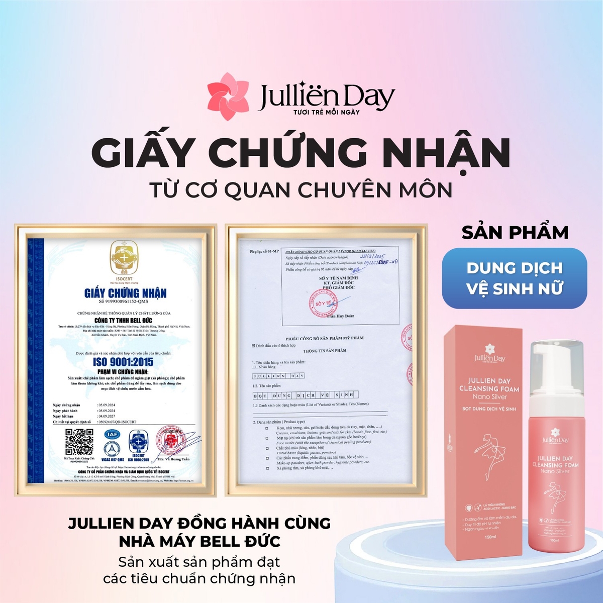 Dung Dịch Vệ Sinh Phụ Nữ Dạng Bọt - Jullien Day Cleansing Foam 150ml