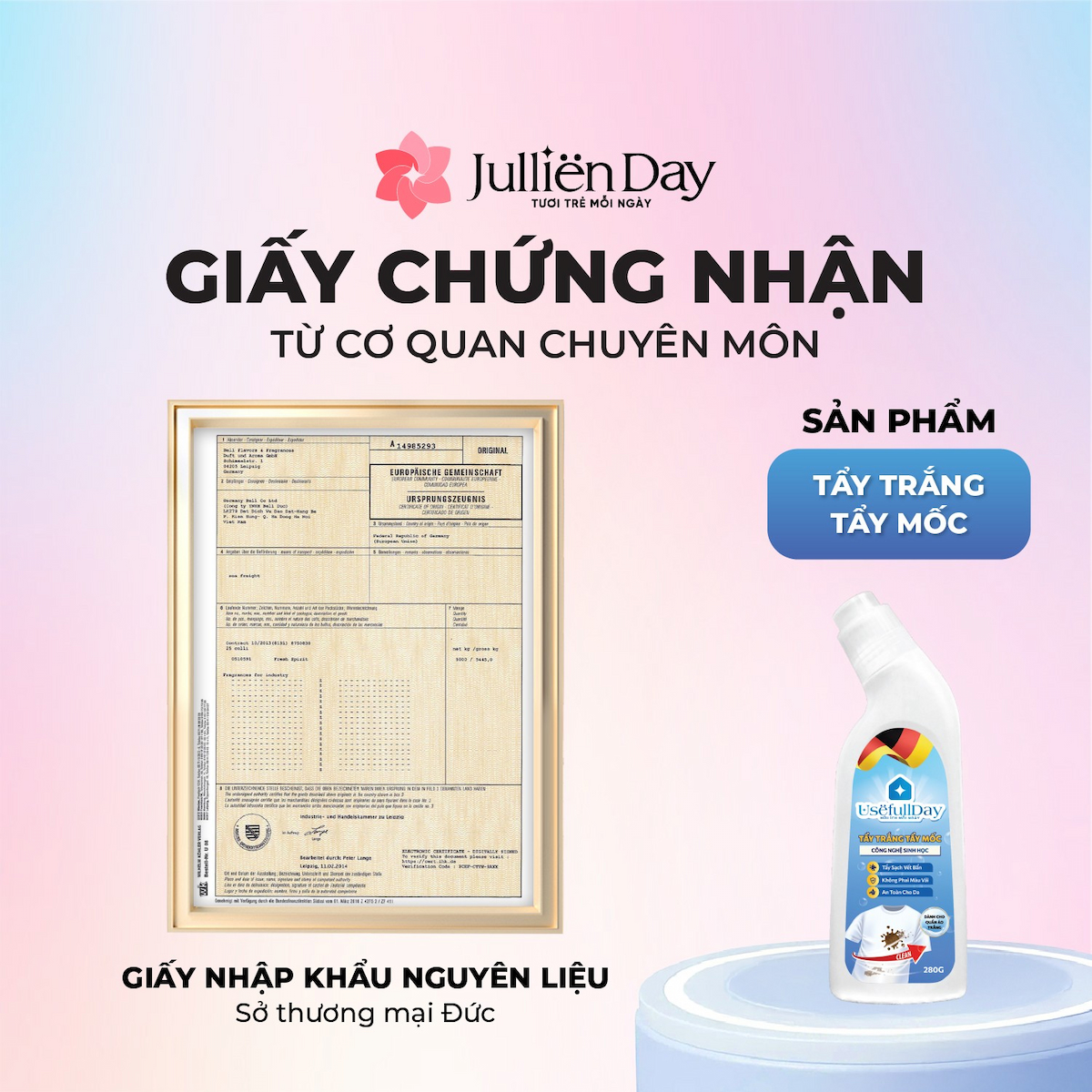 Tẩy trắng tẩy mốc công nghệ sinh học Usefull Day 280g