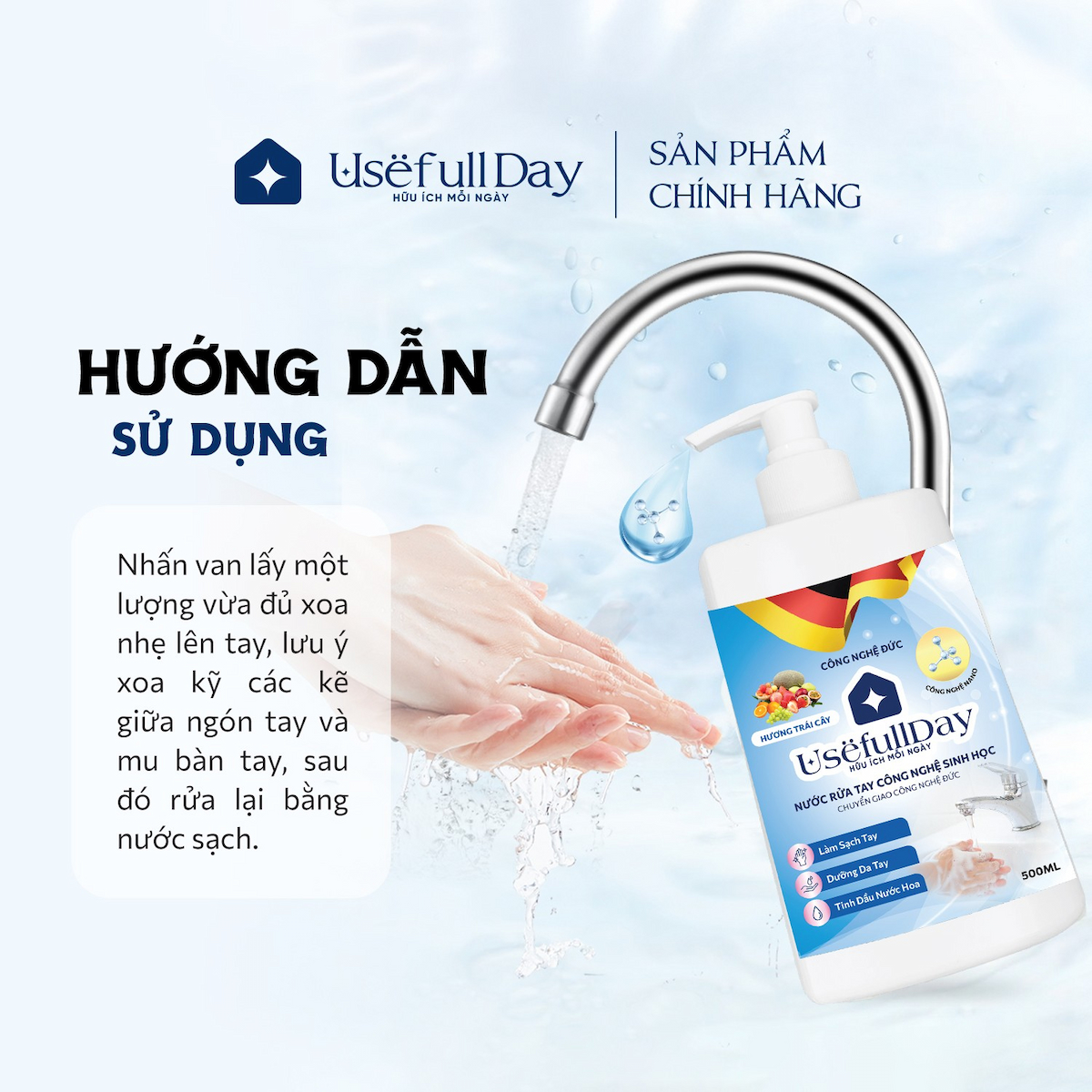 Nước rửa tay công nghệ sinh học Usefull Day - hương trái cây 500ml