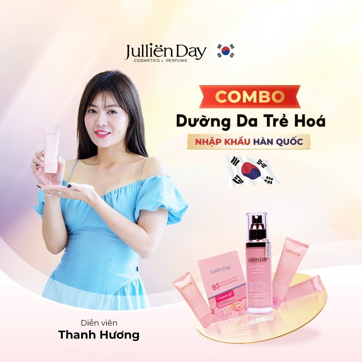 Bộ 5 sản phẩm Jullien Day chăm sóc da toàn diện, dưỡng trắng phục hồi chuẩn Hàn