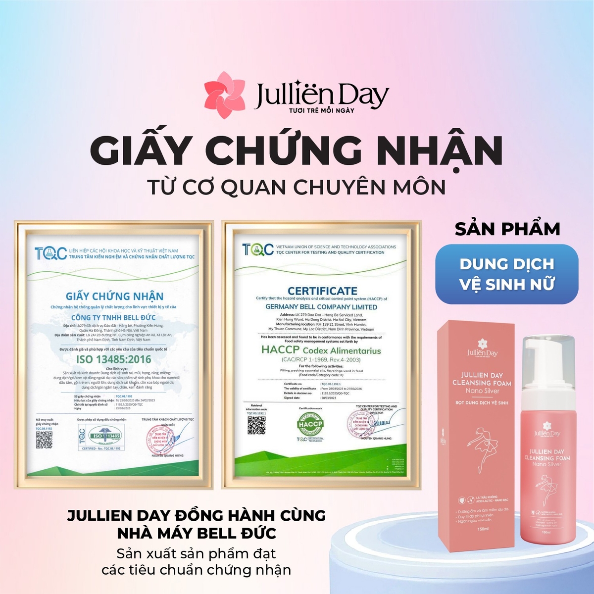 Dung Dịch Vệ Sinh Phụ Nữ Dạng Bọt - Jullien Day Cleansing Foam 150ml