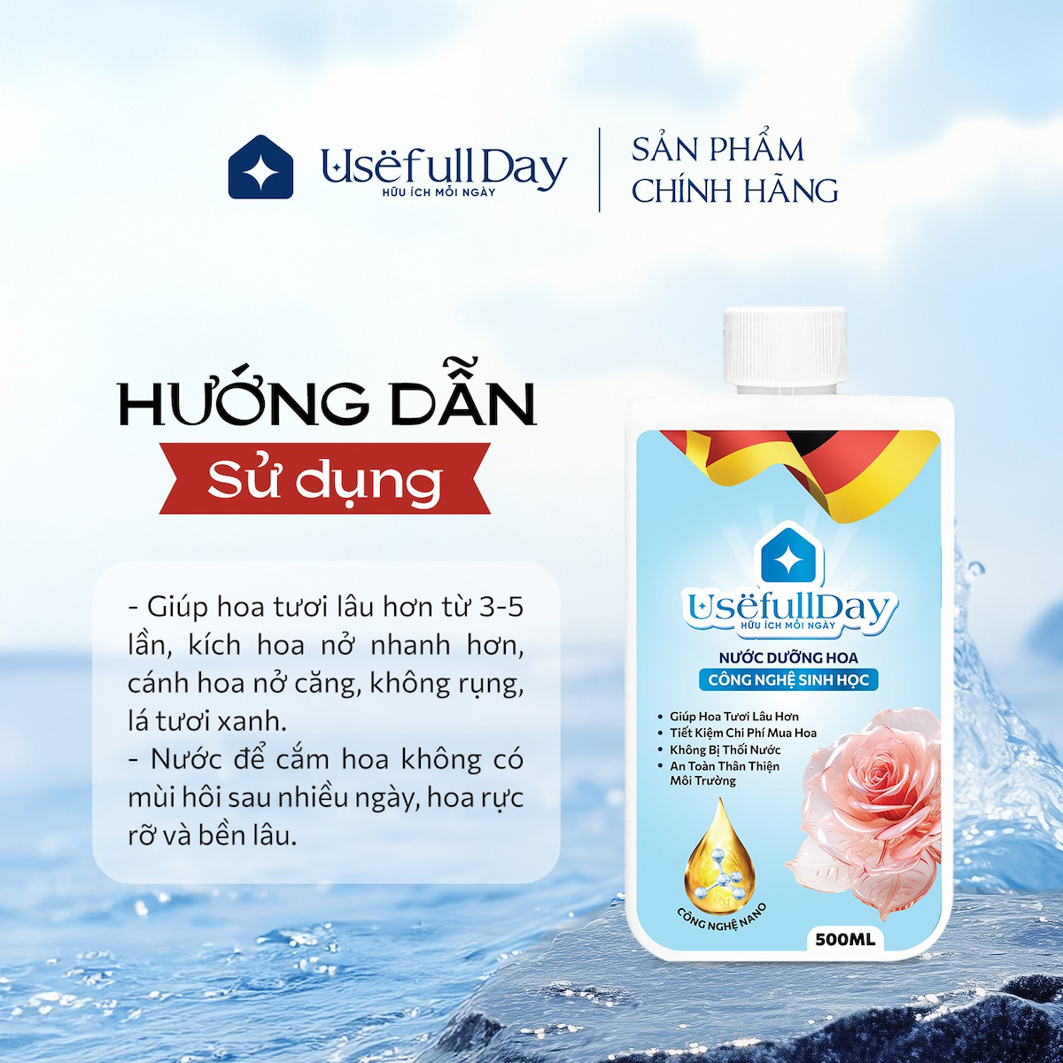 Nước dưỡng hoa công nghệ sinh học Usefull Day 500ml