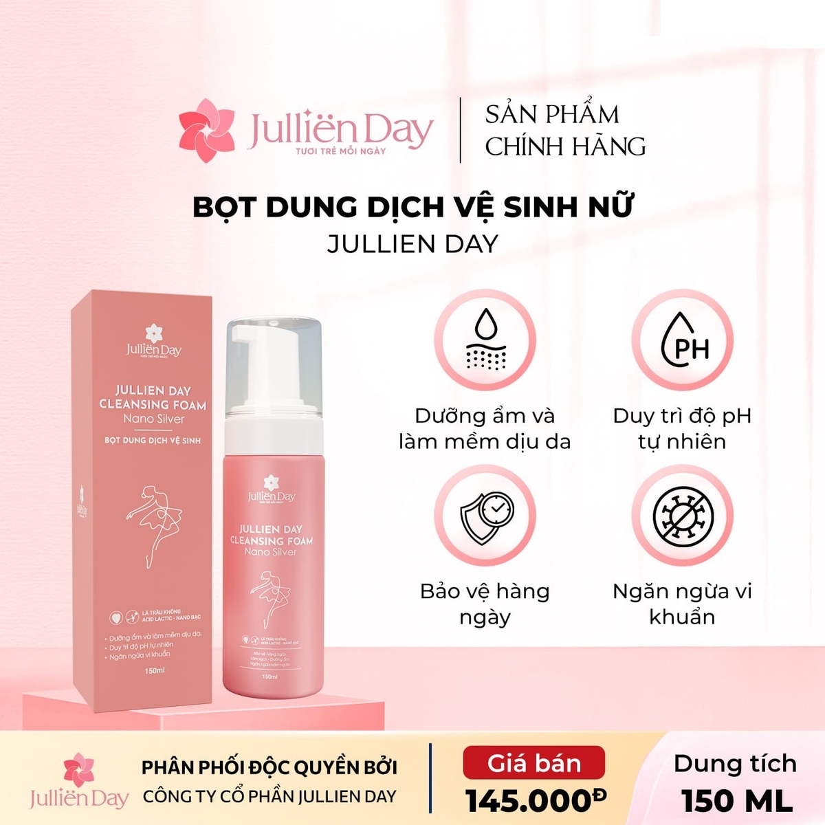 Dung Dịch Vệ Sinh Phụ Nữ Dạng Bọt - Jullien Day Cleansing Foam 150ml
