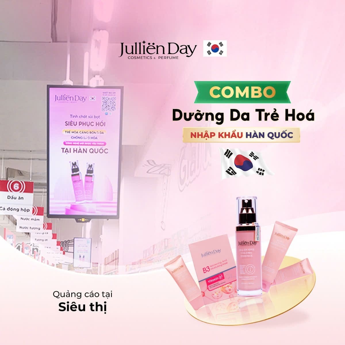 Bộ 5 sản phẩm Jullien Day chăm sóc da toàn diện, dưỡng trắng phục hồi chuẩn Hàn
