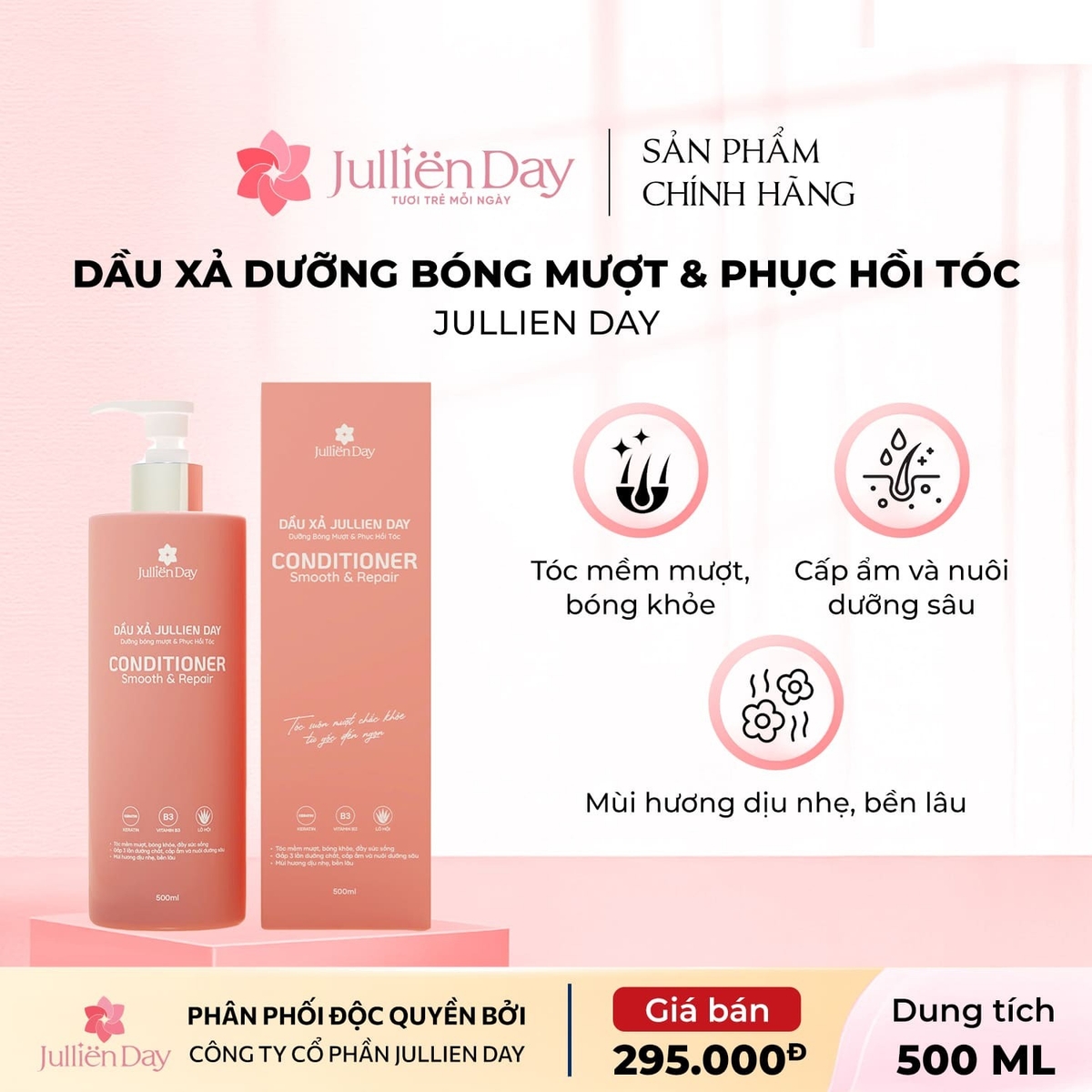 Dầu xả dưỡng bóng mượt và phục hồi tóc Jullien Day Conditioner smooth & Repair 500ml