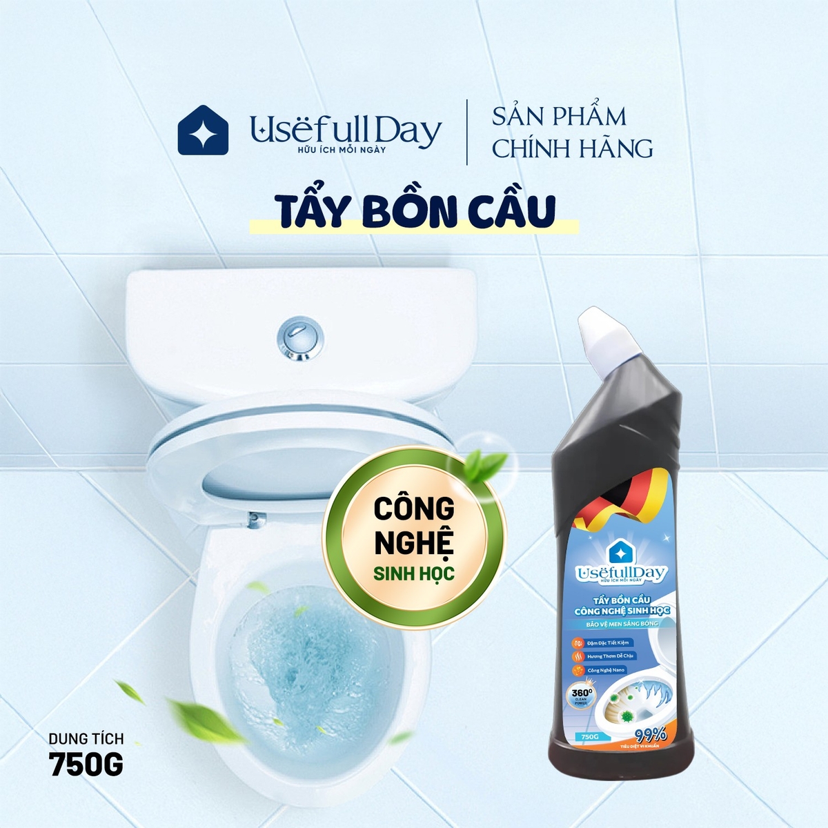 Tẩy bồn cầu công nghệ sinh học Usefull Day (750ml)