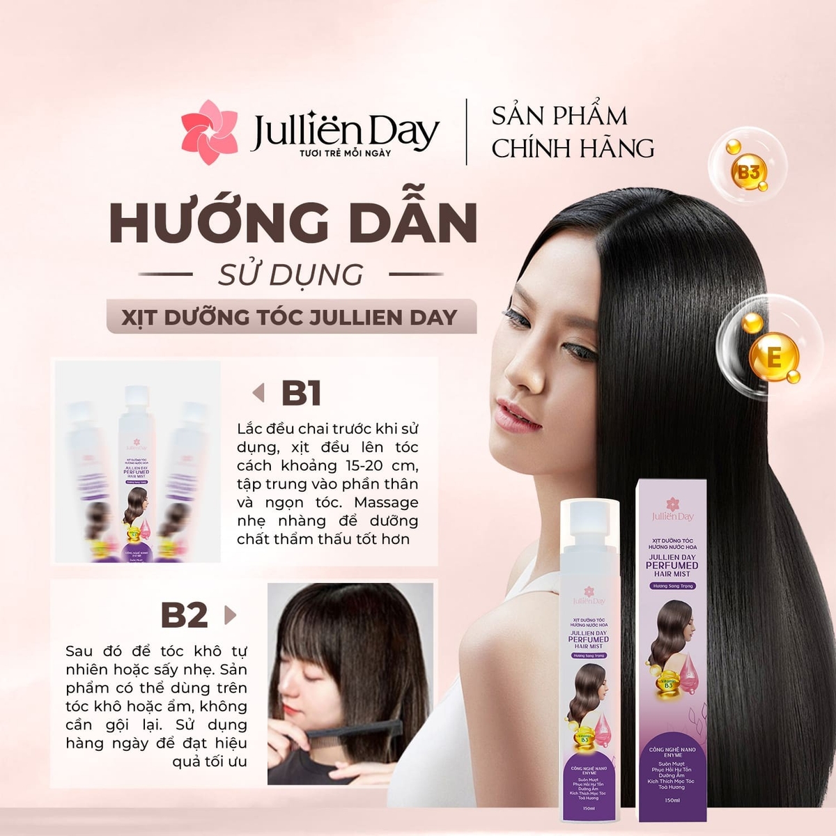 Flash sale: Tặng Dung dịch vệ sinh phụ nữ dạng bọt 150ml khi mua Xịt dưỡng tóc hương nước hoa sang trọng 150ml