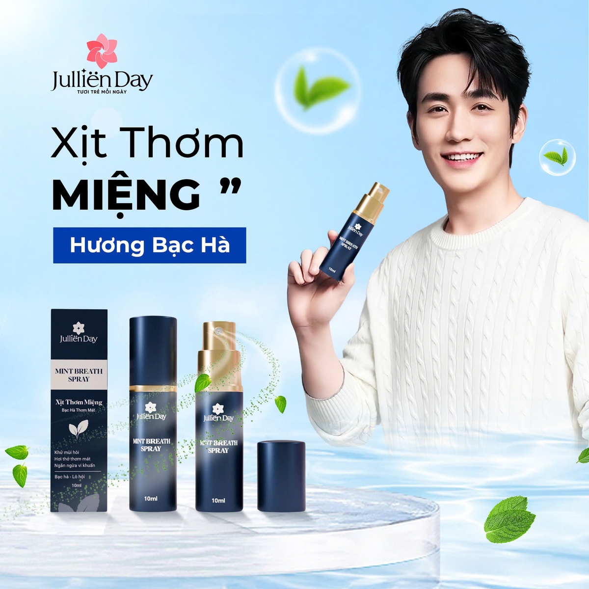 Xịt thơm miệng Jullien Day Mint Breath Spray -  Vị Bạc Hà 10ml