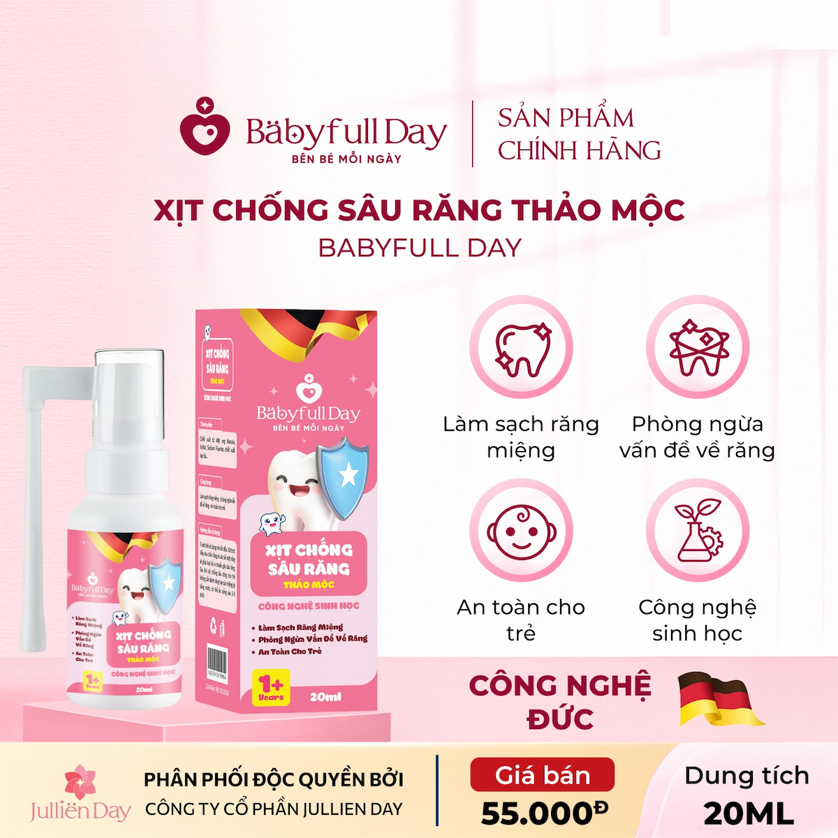 Xịt Chống Sâu Răng Trẻ Em Thảo Mộc Babyfull Day 20ml
