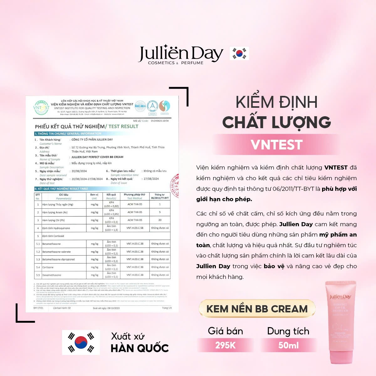 Kem nền BB che phủ hoàn hảo Jullien Day 50ml
