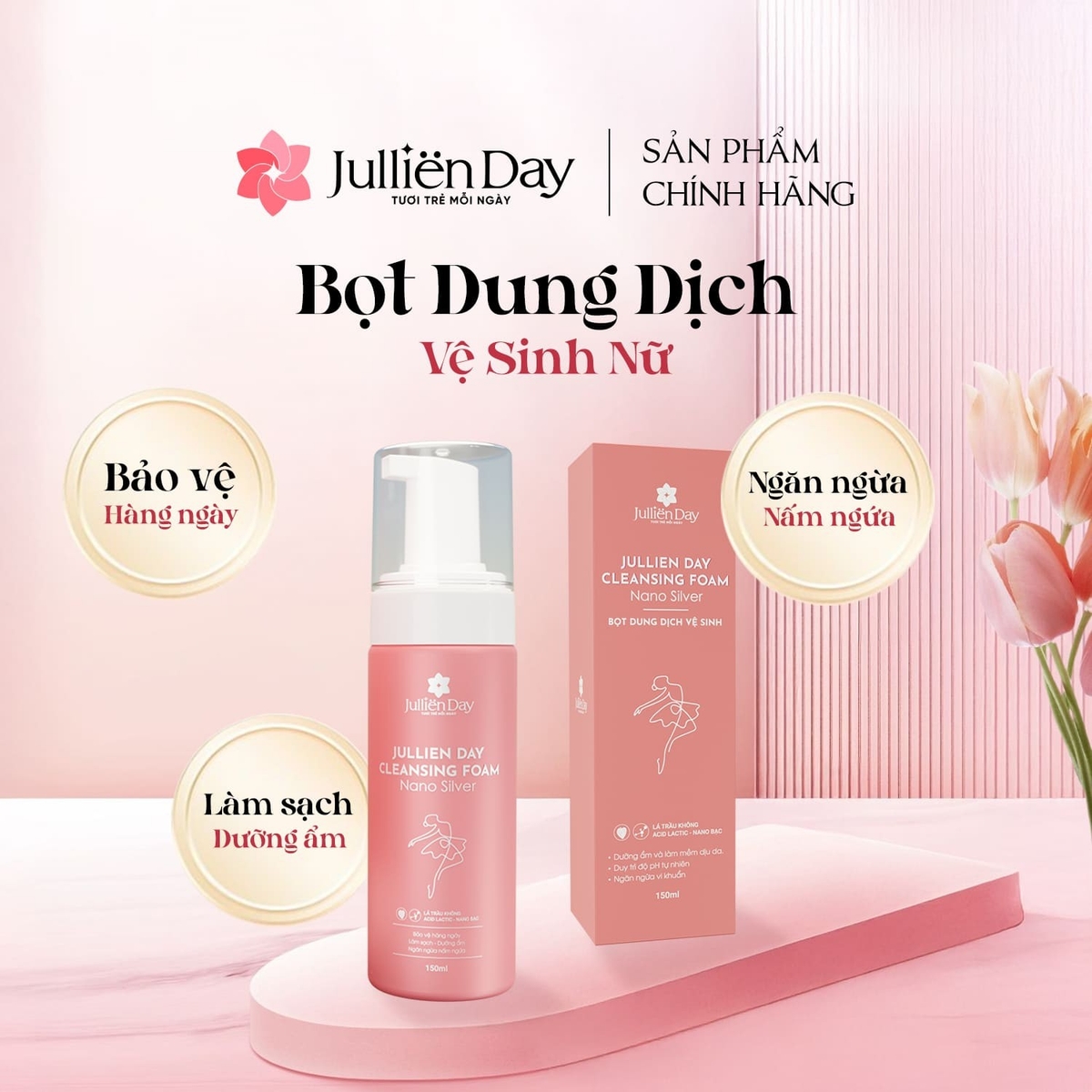 Dung Dịch Vệ Sinh Phụ Nữ Dạng Bọt - Jullien Day Cleansing Foam 150ml