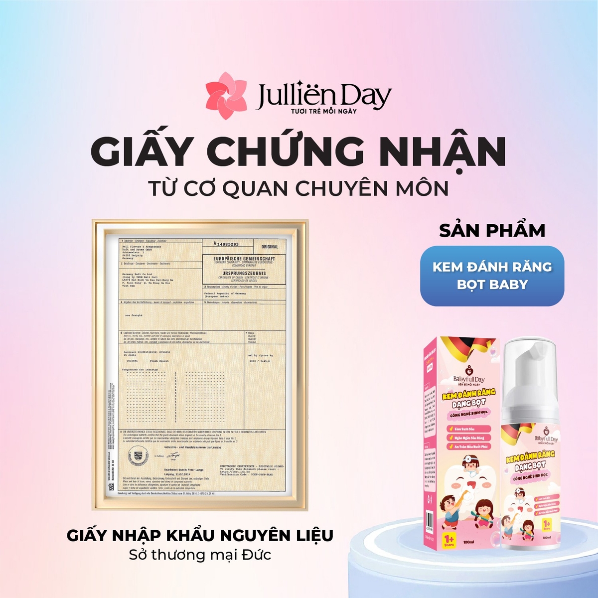 Kem đánh răng trẻ em công nghệ sinh học Babyfull Day dạng bọt