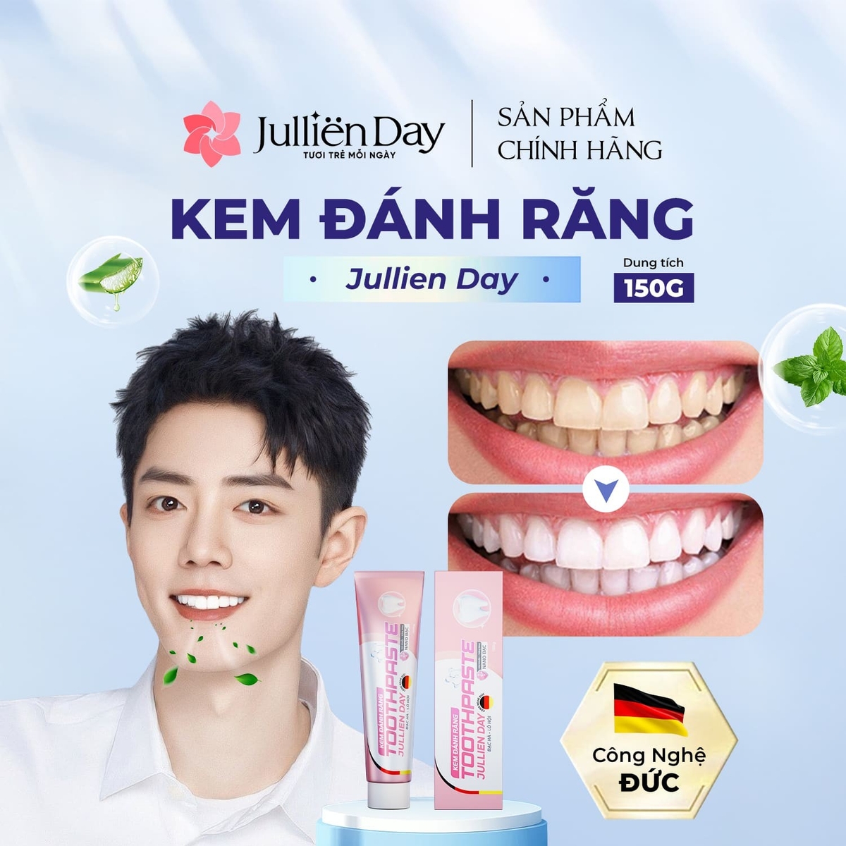 Kem đánh răng cao cấp nano bạc Jullien Day 150g