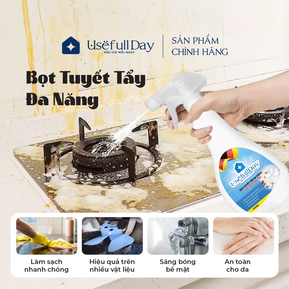 Bọt tuyết tẩy đa năng công nghệ sinh học Usefull Day 500ml