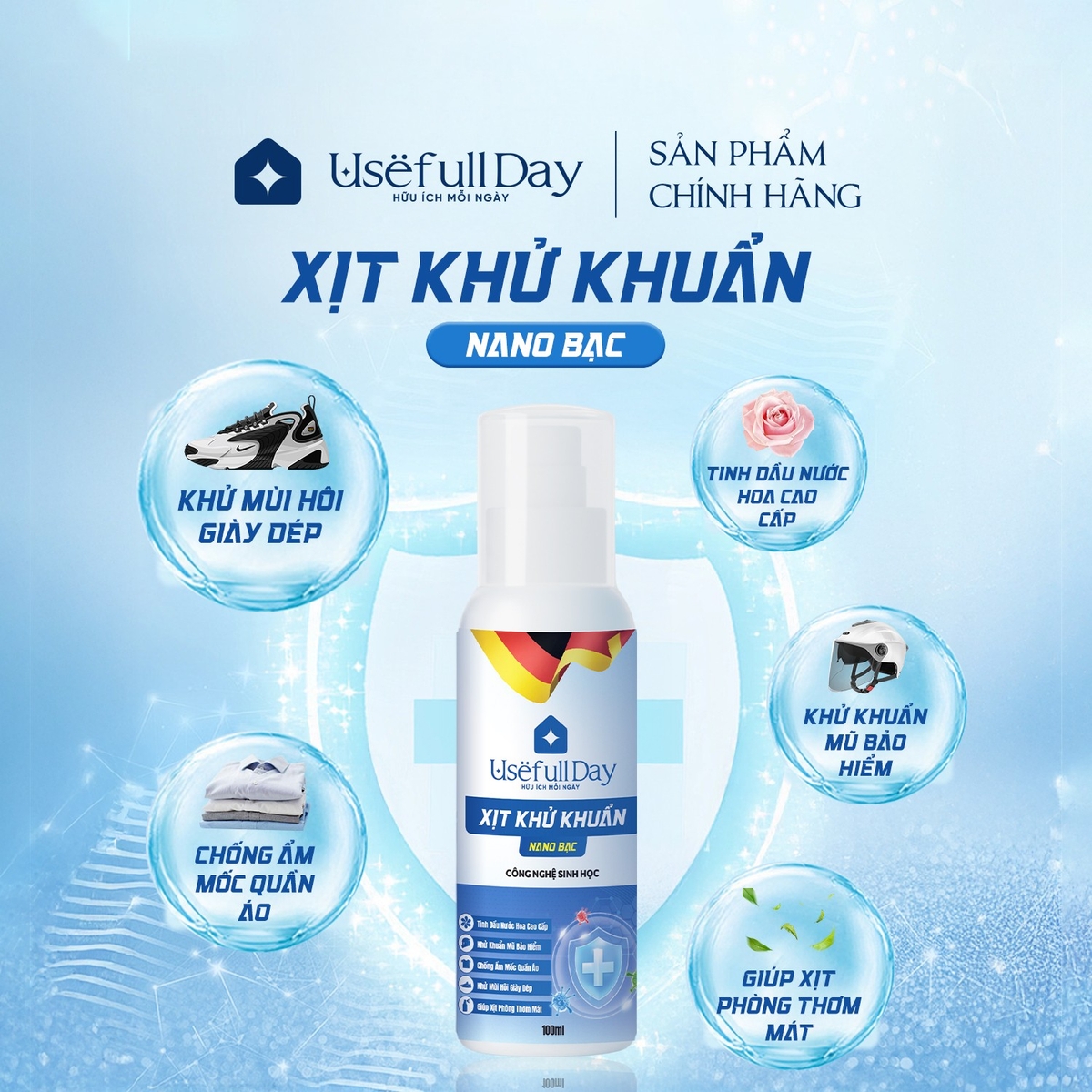 Xịt khử khuẩn công nghệ sinh học Nano Bạc Usefull Day 100ml
