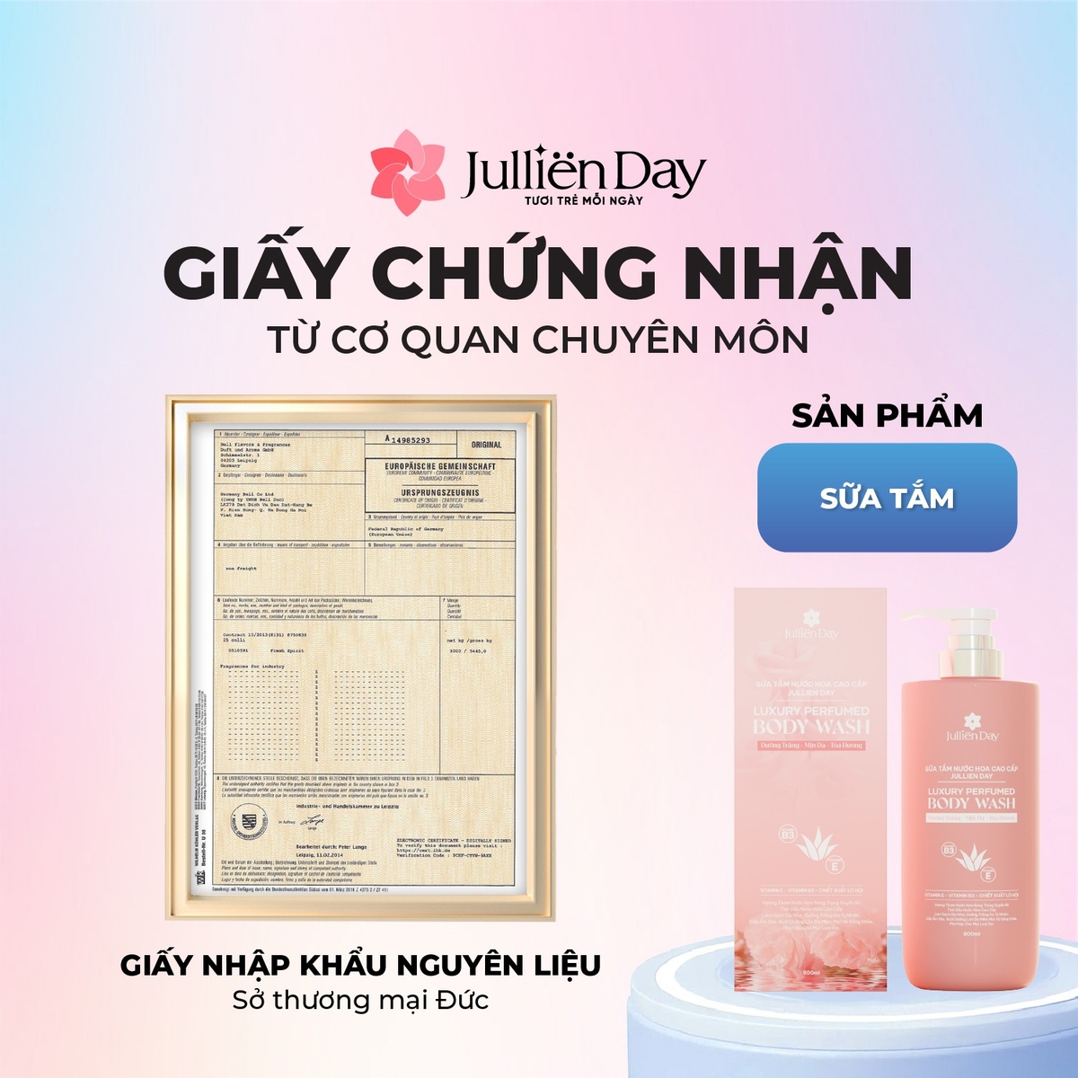 Sữa tắm nước hoa cao cấp Jullien Day 800ml