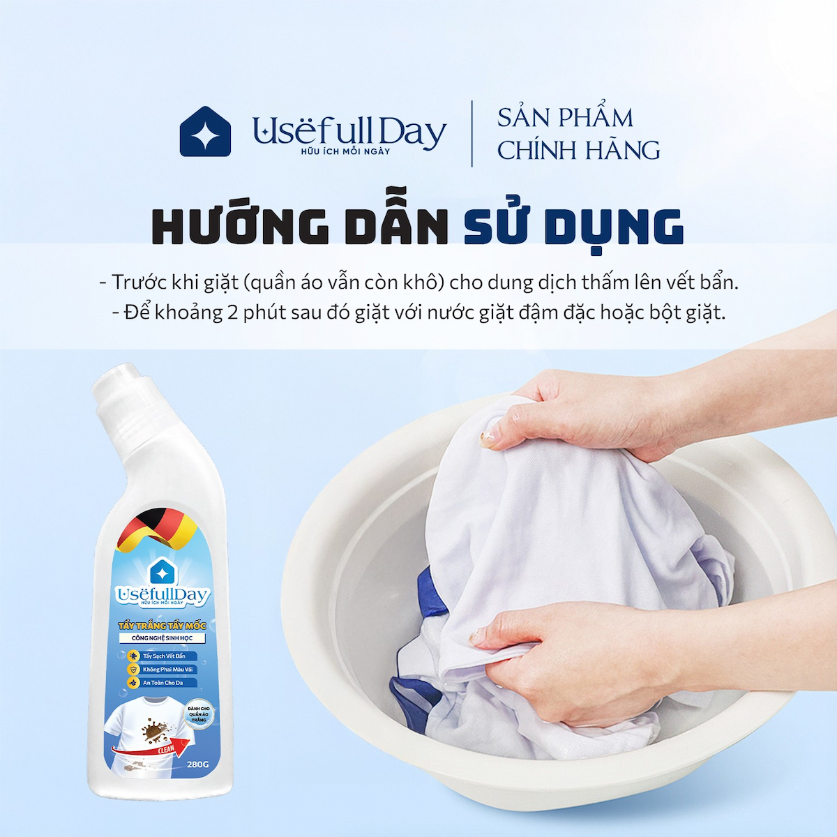 Tẩy trắng tẩy mốc công nghệ sinh học Usefull Day 280g