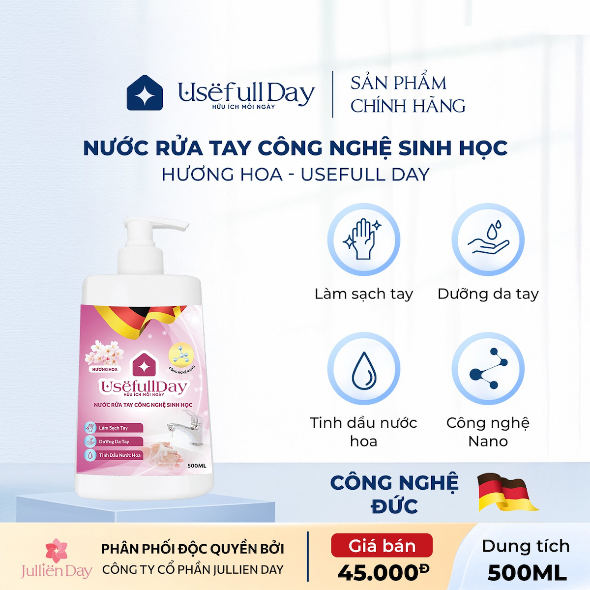 Nước rửa tay công nghệ sinh học Usefull Day - hương hoa 500ml