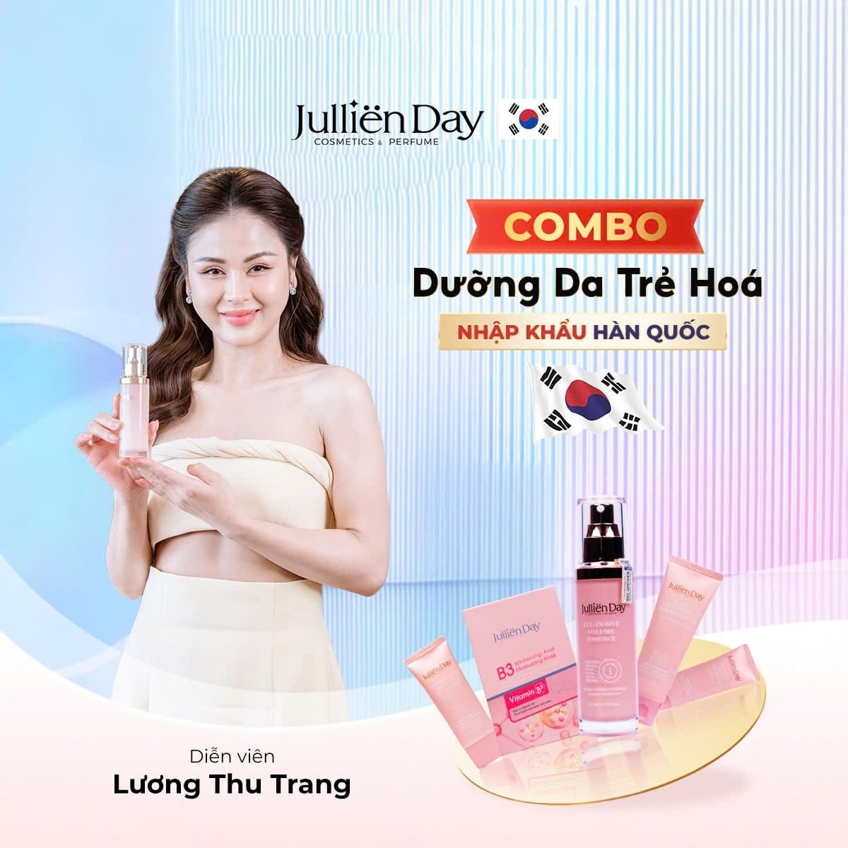 Bộ 5 sản phẩm Jullien Day chăm sóc da toàn diện, dưỡng trắng phục hồi chuẩn Hàn