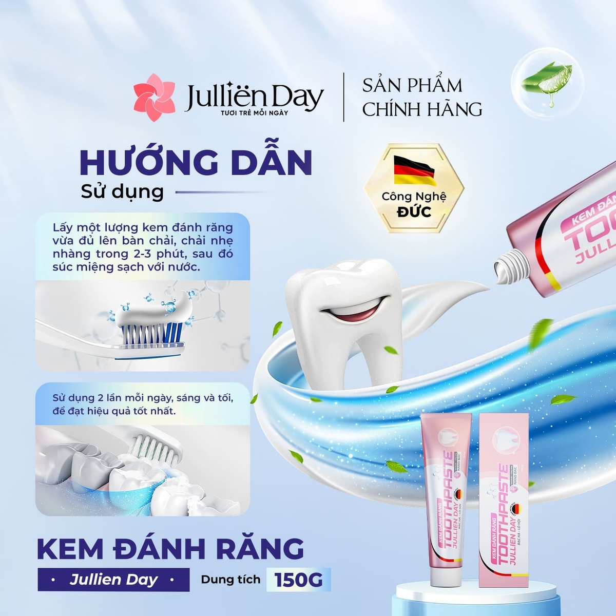 Kem đánh răng cao cấp nano bạc Jullien Day 150g