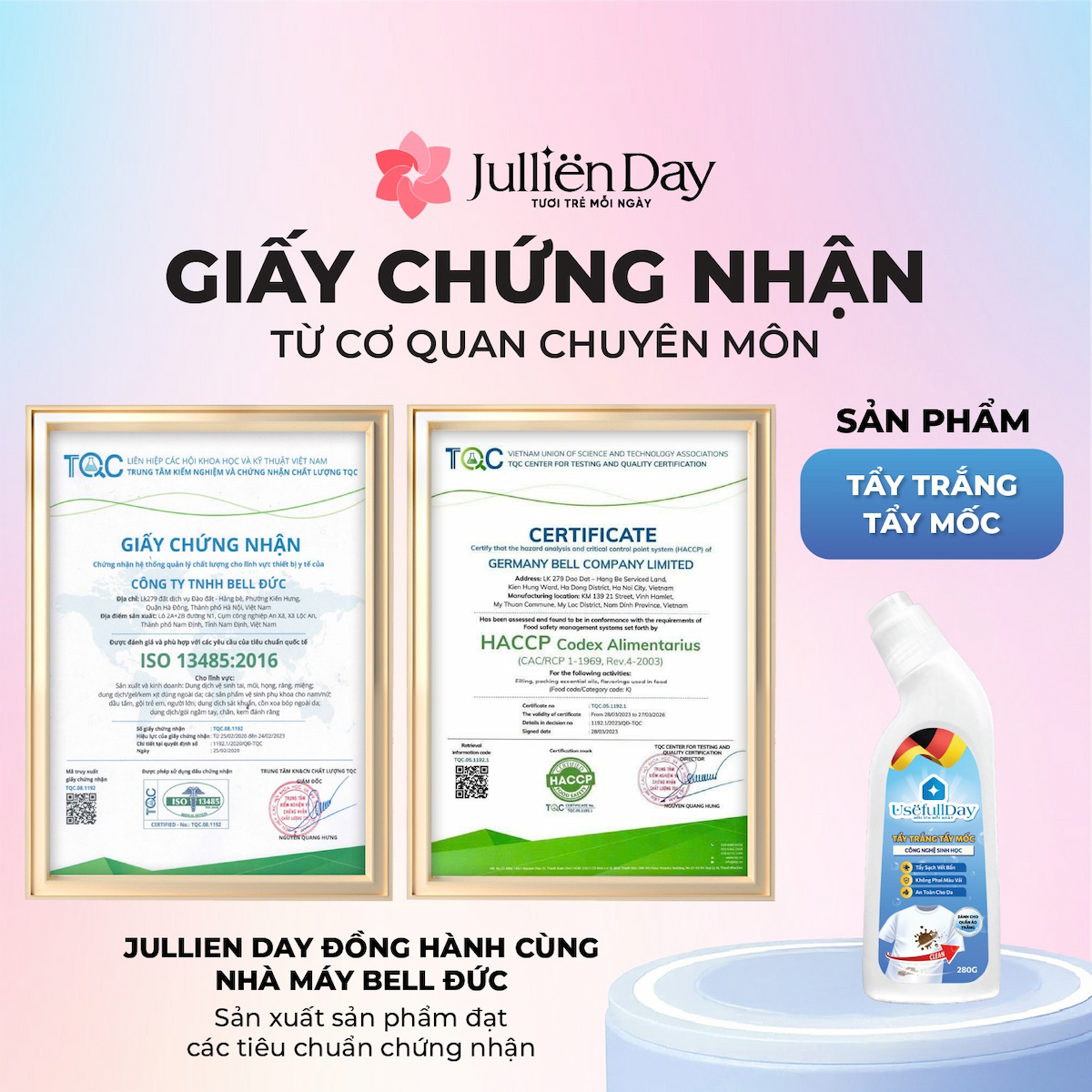 Tẩy trắng tẩy mốc công nghệ sinh học Usefull Day 280g