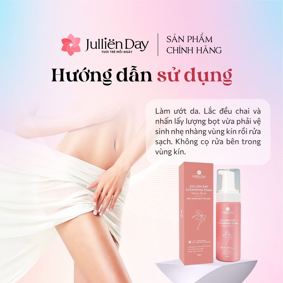 Dung Dịch Vệ Sinh Phụ Nữ Dạng Bọt - Jullien Day Cleansing Foam 150ml